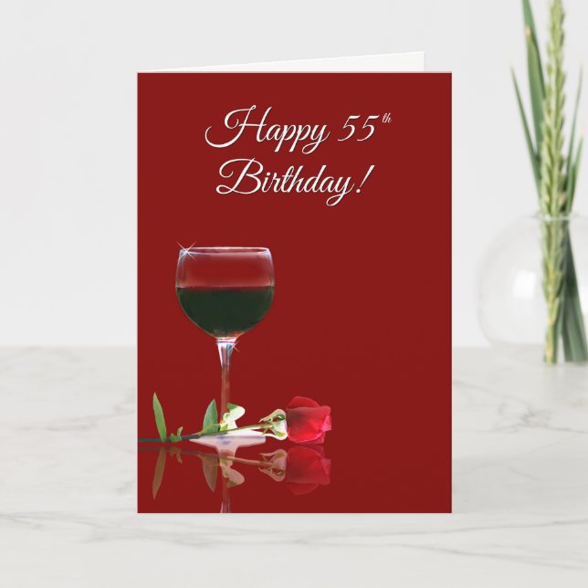 Cartão Humorous Wine Turning 55 Birthday Card (Frente)