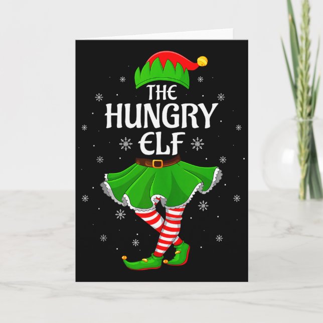 Cartão Hungry Elf Christmas Family Girls Women Elf Squad  (Frente)