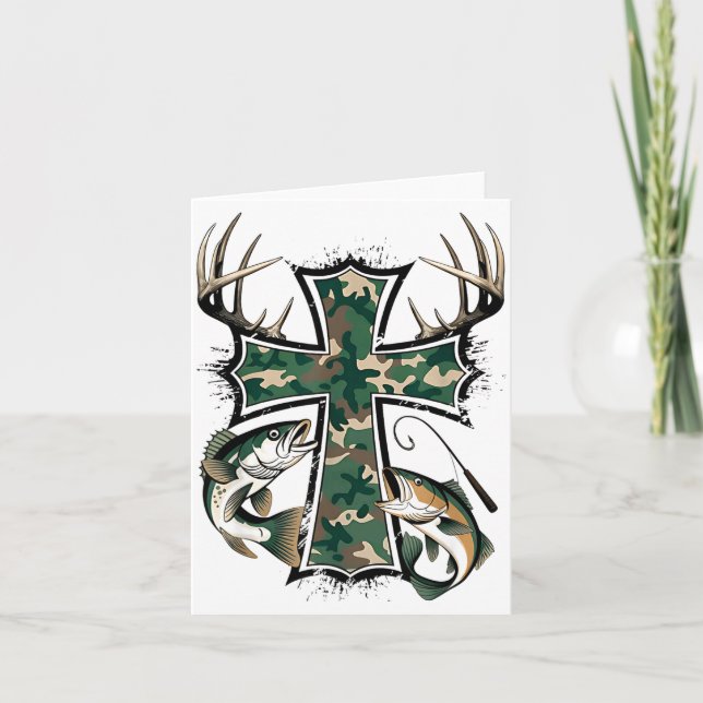 Cartão Hunting Fishing Faith - Christian Hunter Fisherman (Frente)