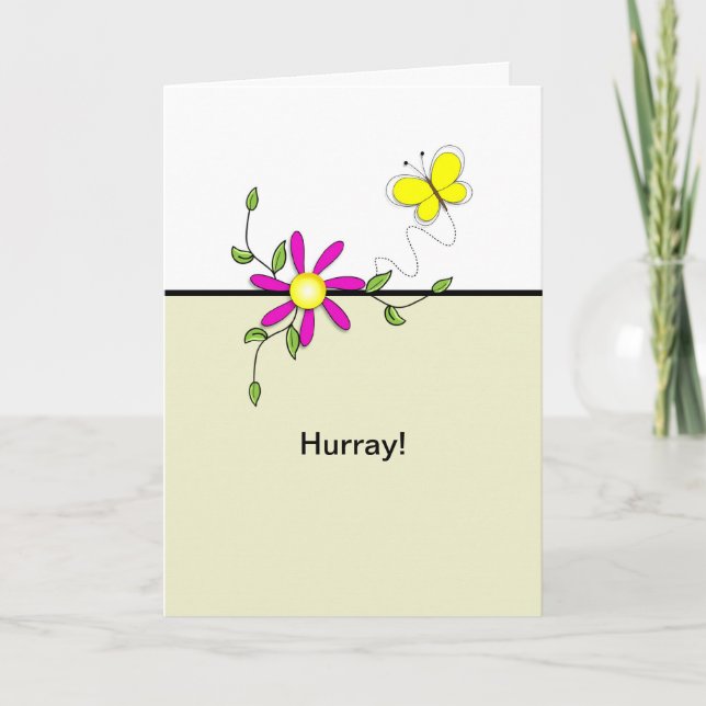 Cartão Hurray-Last Round of Chemo Butterfly Flower (Frente)