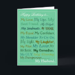 Cartão Husband birthday Card. sweetheart card. lover card<br><div class="desc">From my word art collection of cards. quite popular.</div>
