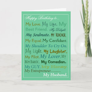 Cartão Husband birthday Card. sweetheart card. lover card