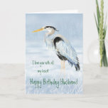 Cartão Husband Birthday Love my Heart Great Blue Heron<br><div class="desc">Husband Birthday Love with all my Heart Watercolor Great Blue Heron  Bird art</div>