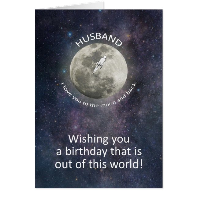 Cartão Husband Birthday To The Moon And Back  (Frente)