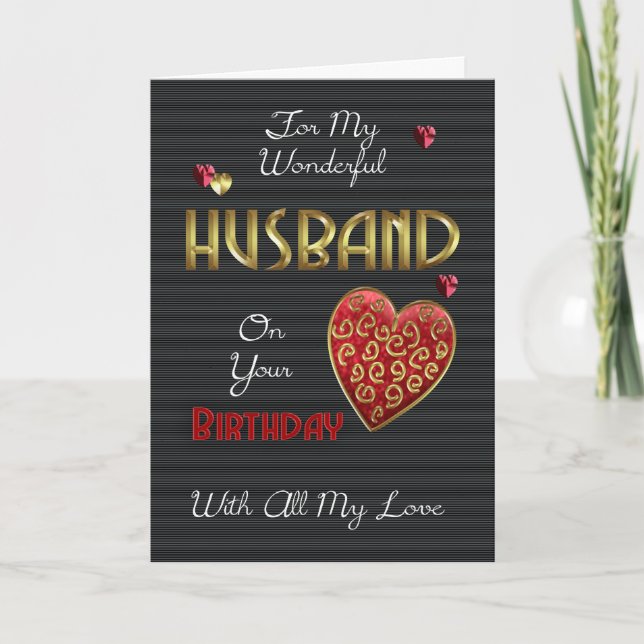 Cartão Husband, Birthday With Gold Effect (Frente)
