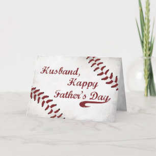 Cartão Husband Father's Day Large Grunge Baseball, Sport