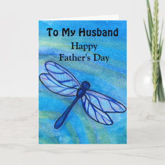 Cartão Husband Happy Father's Day Blue Dragonfly Card