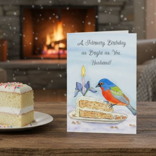 Cartão Husband Happy February Birthday Painted Bunt (Criador carregado)