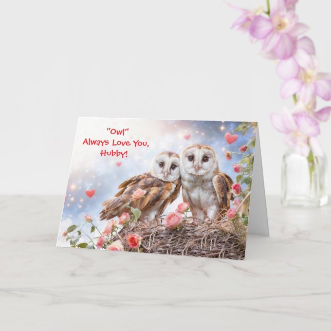 Cartão Husband Hubby Cute and Fun Owl Valentines (Orquídea)