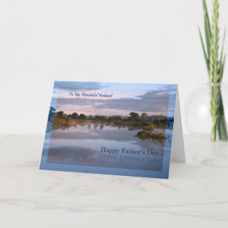 Cartão Husband, Lake at dawn Father's Day card