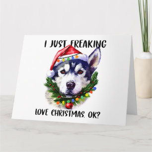 Cartão Husky Eu Amo Natal Ok Xmas