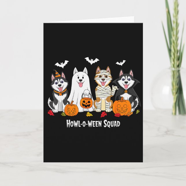 Cartão Husky Halloween Howl O Ween Squad  (Frente)