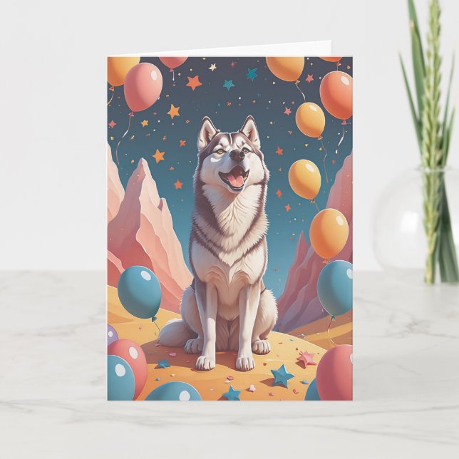 Cartão Husky Harmony Birthday (Frente)