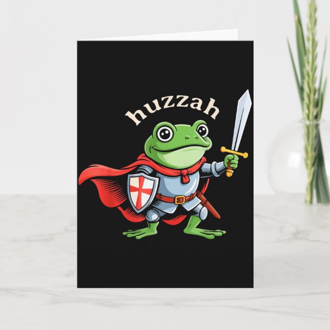 Cartão Huzzah Frog Knight Funny Sword Meme Quote Medieval (Frente)