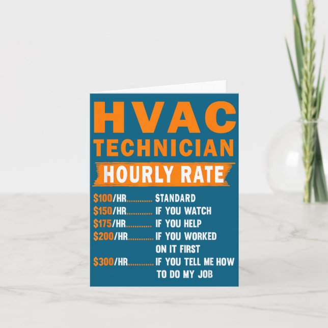 Cartão Hvac Technician Hourly Rate Funny Hvac Mechanic Sa (Frente)
