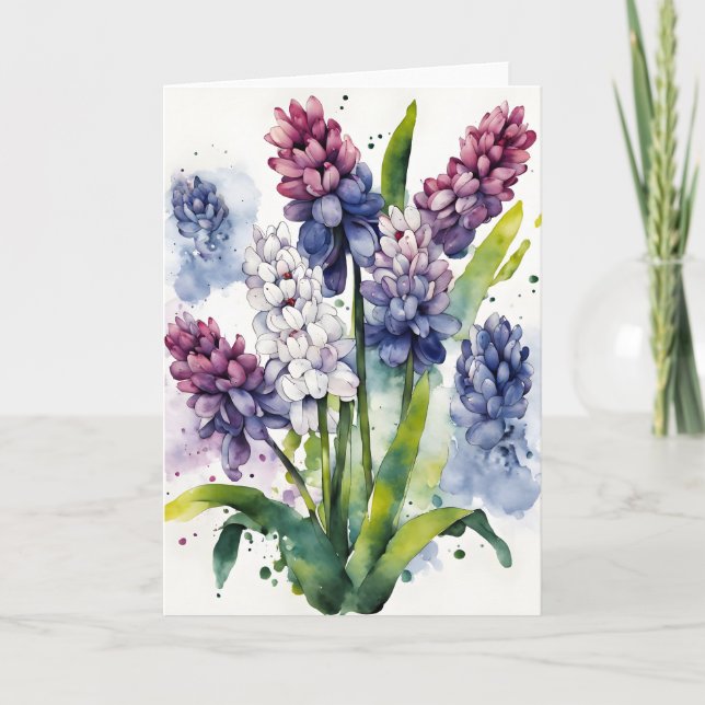 Cartão Hyacinth - Watercolor flowers (Frente)