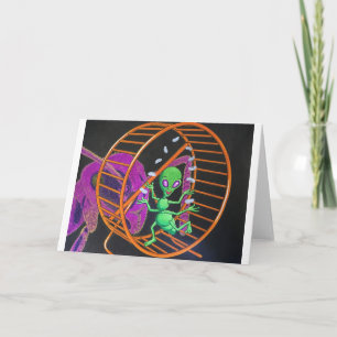 Cartão Hybrid Alien+Ant Running the Wheel While Juggling