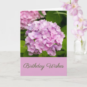 Cartão Hydrangea Birthday, cor-de-rosa, deseja saudaçõe
