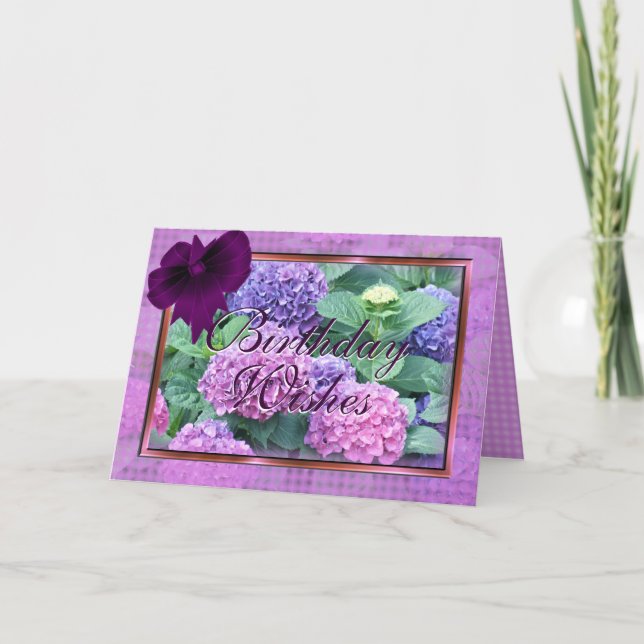 Cartão Hydrangea & Bow cards- customize for any occasion (Frente)