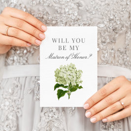 Cartão Hydrangea Branca Você Será Minha Matriz de Honra