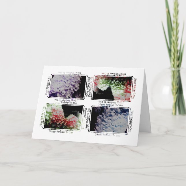 Cartão Hydrangea Feliz Aniversário para Você (Frente)