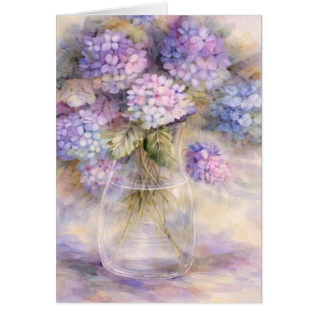 Cartão Hydrangea Floral Vase Card | Luxe Botanical (Frente)