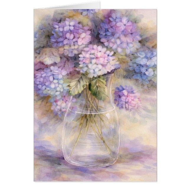 Cartão Hydrangea Floral Vase Card | Luxe Botanical (Frente)
