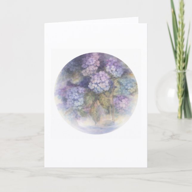 Cartão Hydrangea Note Card | Soft Floral Blank Card (Frente)