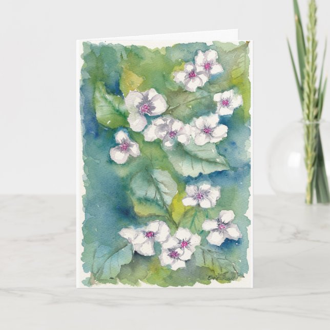 Cartão Hydrangeas Mother's day Watercolor Card  (Frente)