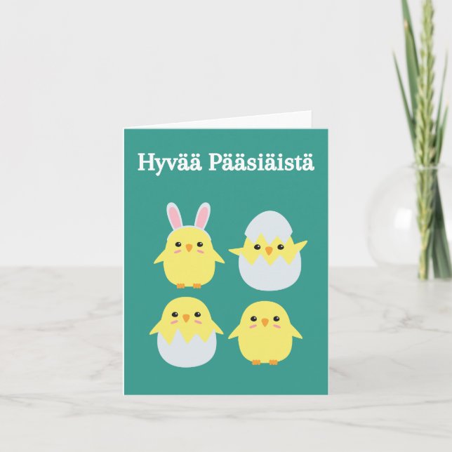 Cartão Hyvää Pääsiäistä, Felz pascoa finlandês (Frente)