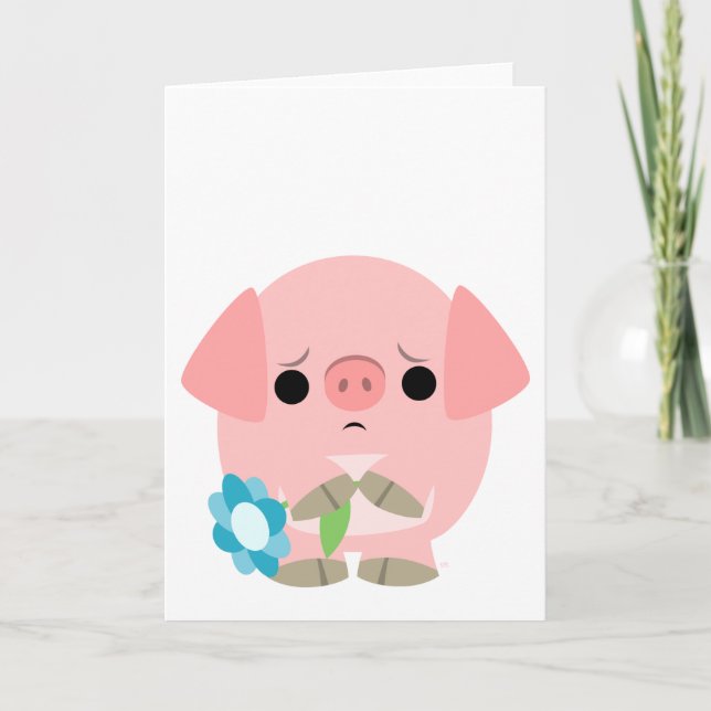 Cartão "I am sorry" Cute Cartoon Piglet Greeting Card (Frente)
