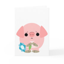 "I am sorry" Cute Cartoon Piglet Greeting Card