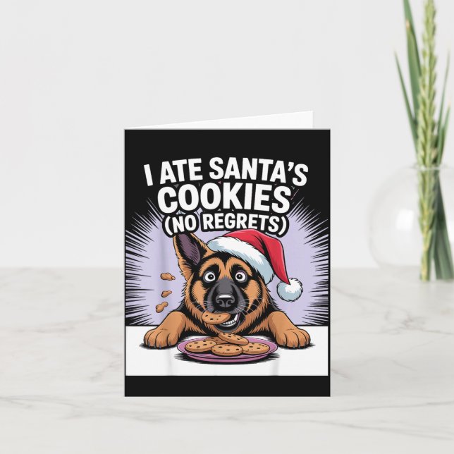 Cartão I Ate Santas Cookies Puppy Funny Christmas German  (Frente)