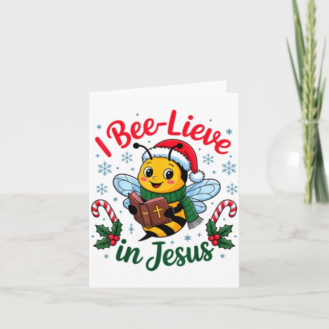 Cartão I Bee-lieve In Jesus Gospel Kids Christian Christm (Frente)