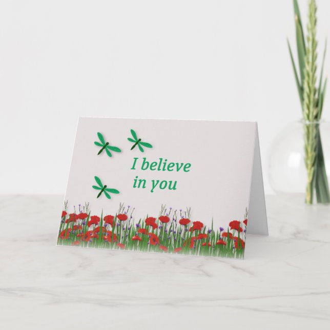Cartão "I Believe in You" Encouragement with Dragonflies (Frente)