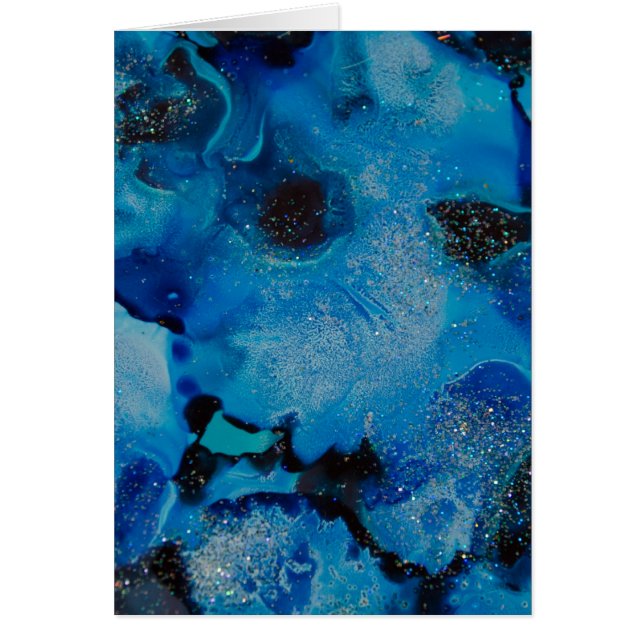 Cartão I Blue - Abstrato azul pintado fundo de tinta azul (Frente)