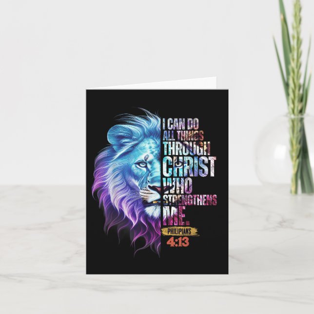 Cartão I Can Do All Things Through Christ Lion Faith Chri (Frente)