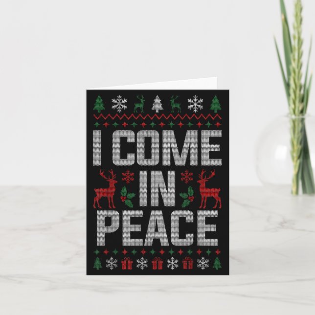 Cartão I Come In Peace Couple Matching Ugly Christmas Swe (Frente)