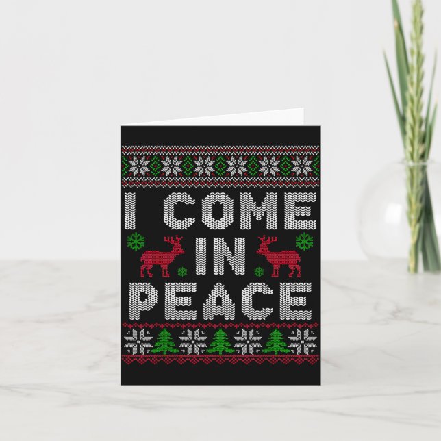 Cartão I Come In Peace Couple Matching Ugly Christmas Swe (Frente)