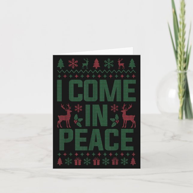 Cartão I Come In Peace Couple Matching Ugly Christmas Swe (Frente)