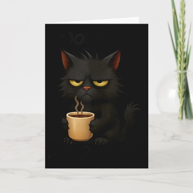 Cartão I Don't Do Mornings Funny Quote Black Cat Lover Gi (Frente)
