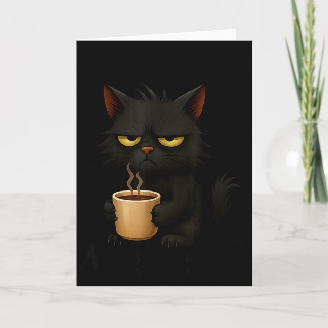 Cartão I Don't Do Mornings Funny Quote Black Cat Lover Gi (Frente)
