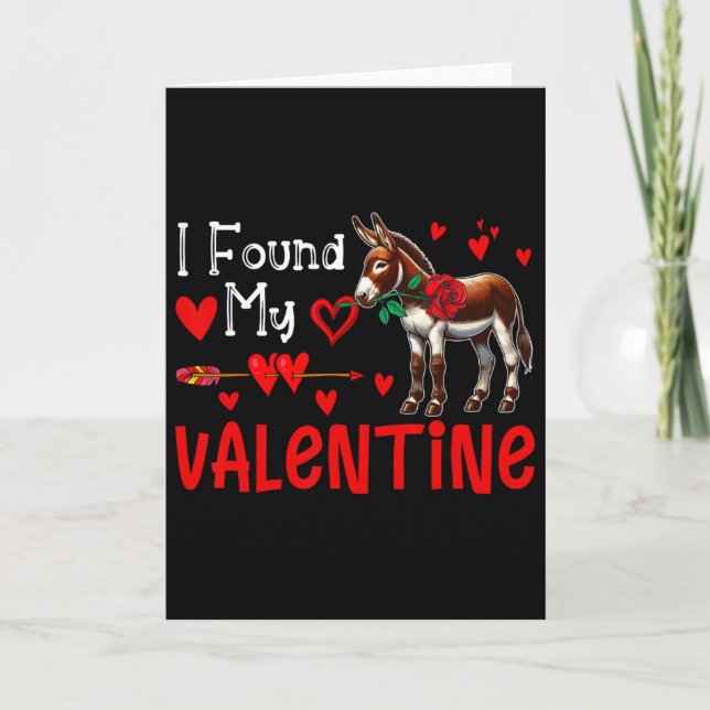 Cartão I Found My Valentine Donkey With Flower Farmer Cut (Frente)