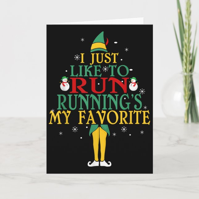 Cartão I Just Like To Run Running's My Favorite Christmas (Frente)