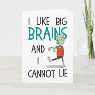 Cartão "I Like Big Brains" Cute Zombie Halloween Card