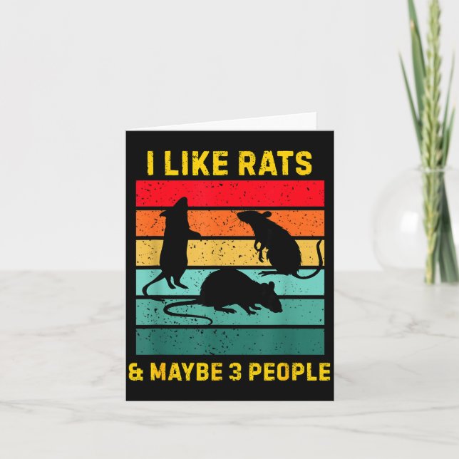 Cartão I Like Rats And Maybe 3 People Shirt Retro Rat Hum (Frente)