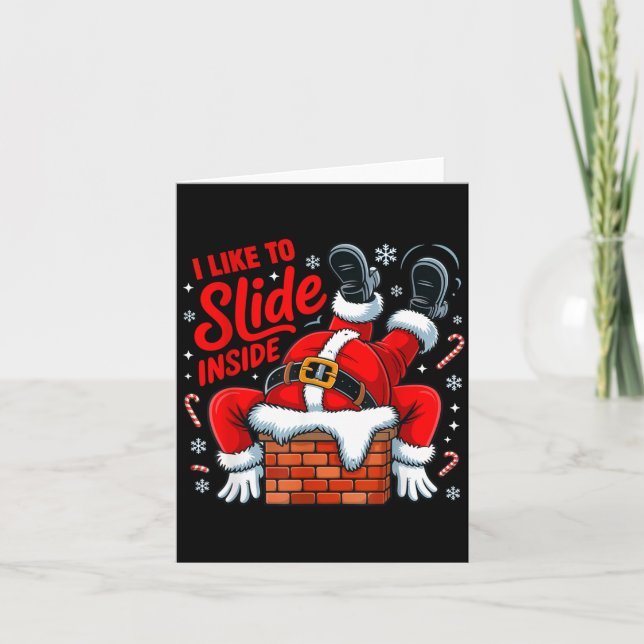 Cartão I Like To Slide Inside Funny Santa Couple Matching (Frente)