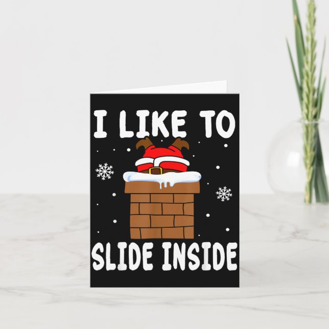 Cartão I Like To Slide Inside Funny Xmas Couple  (Frente)