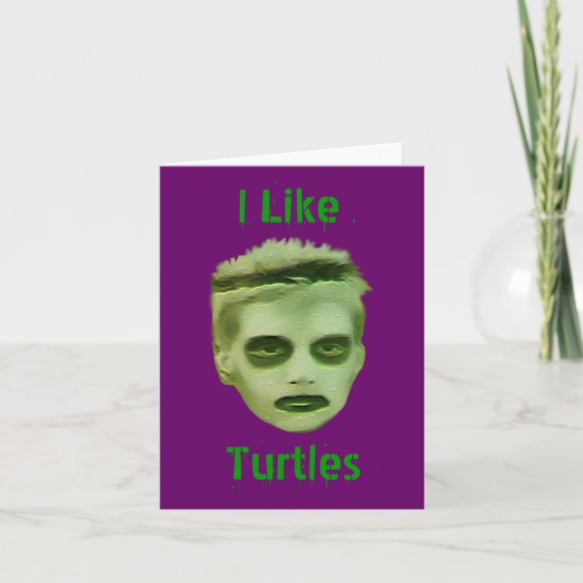 Cartão I Like Turtles Zombie Kid Card (Frente)