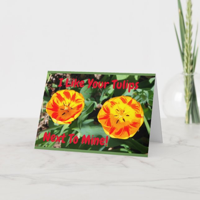 Cartão I Like Your Tulips Next To Mine Funny Valentine (Frente)